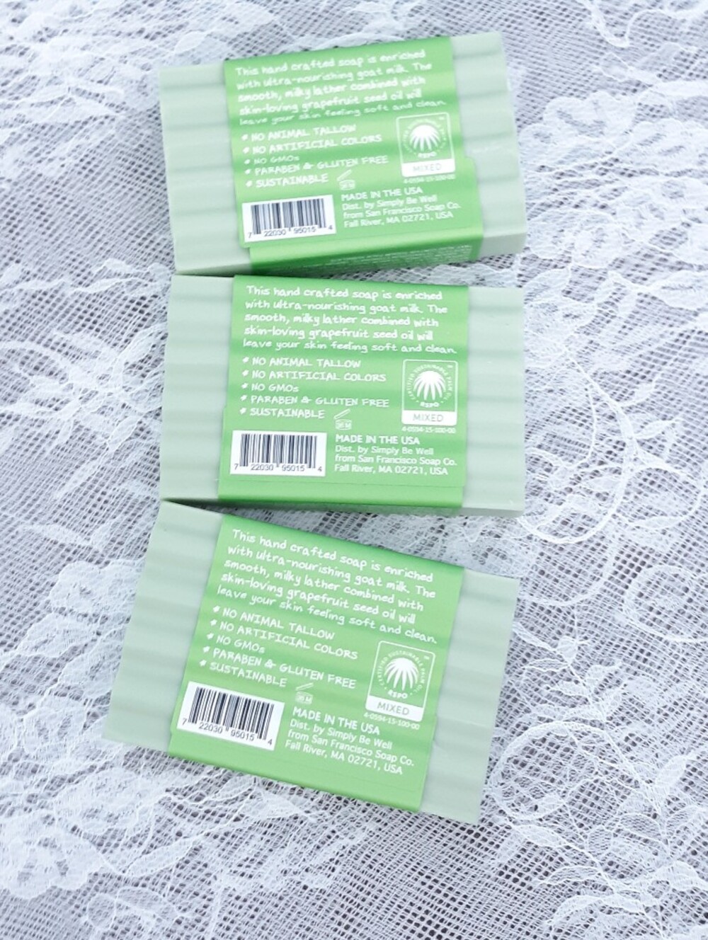 3 Goat Milk Bar Soap Clean Caprine Be Well Green Jabara Fruit Grapefruit Set - Picture 4 of 8